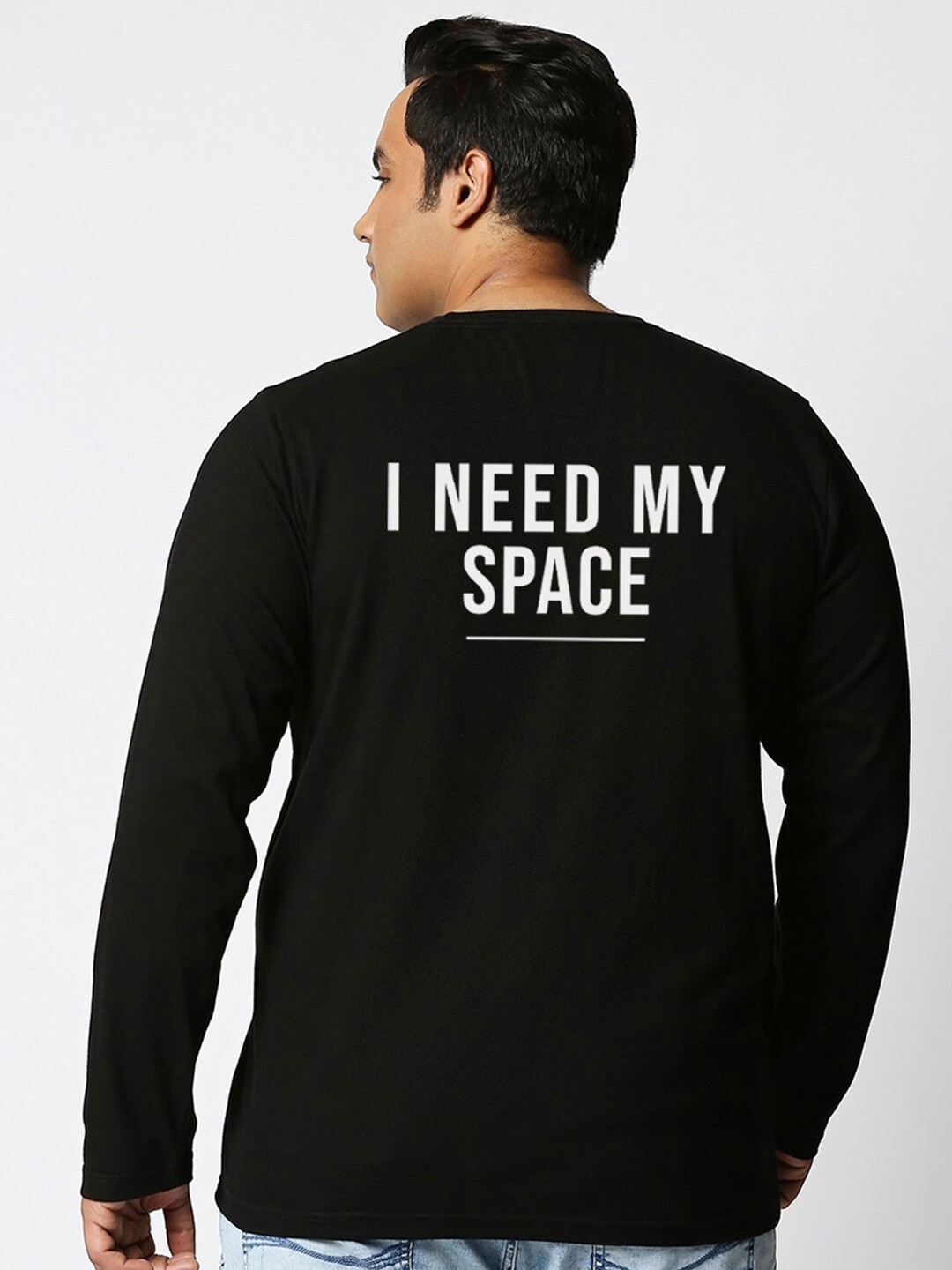 

Bewakoof Plus Men Plus Size Black Typography Printed T-shirt