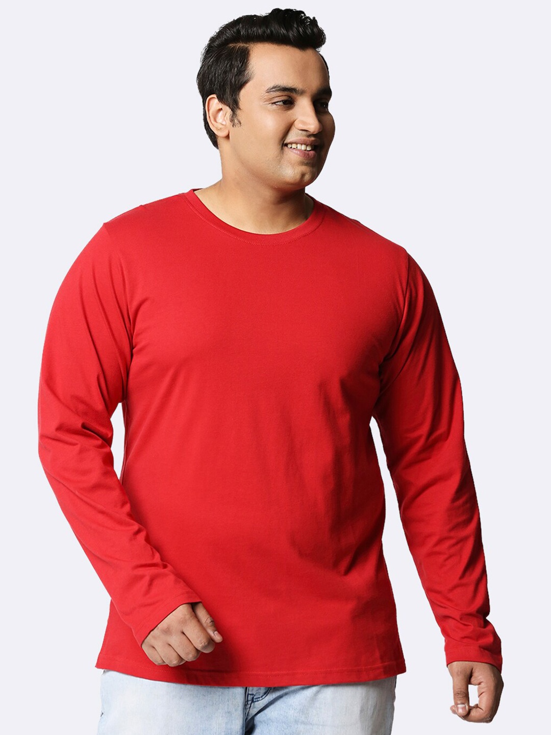 

Bewakoof Plus Men Plus Size Red Cotton T-shirt