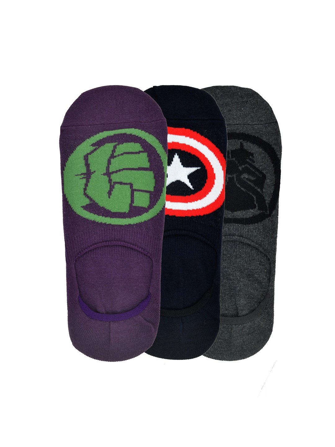 

Balenzia x Marvel Men Pack Of 3 Captain America & Hulk Patterned Shoe Liners, Purple