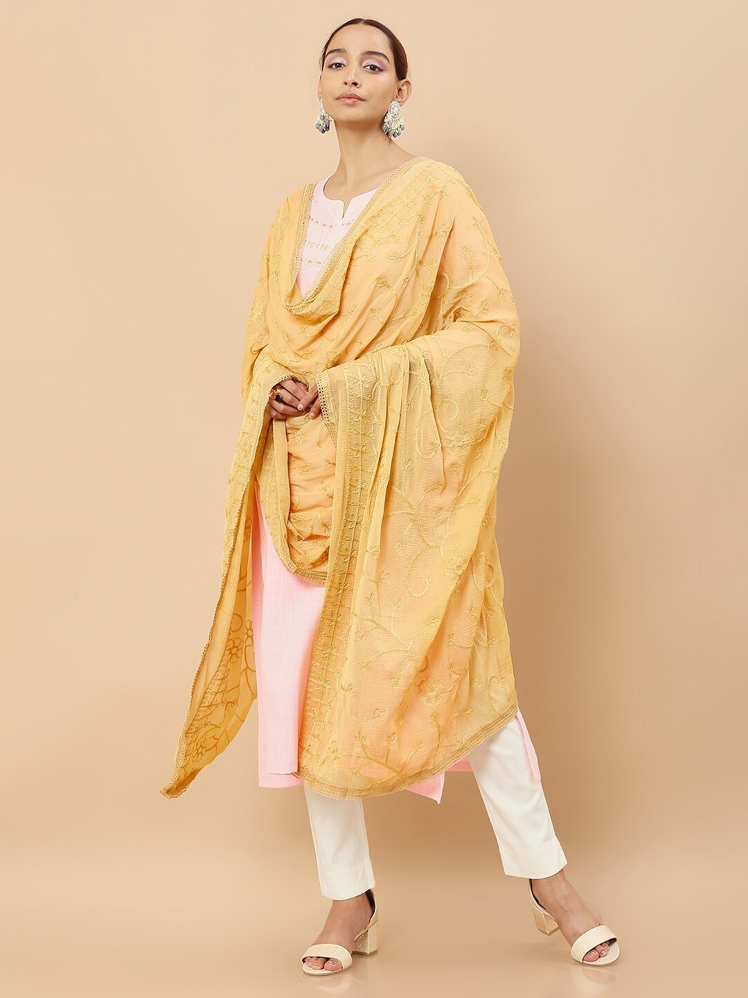 

Soch Gold-Toned Embroidered Dupatta
