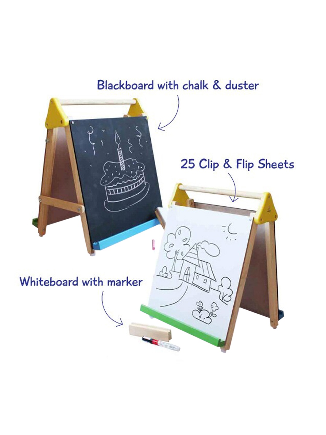 

shumee Kids White 3-in-1 Double Sided Table Top Easel Board