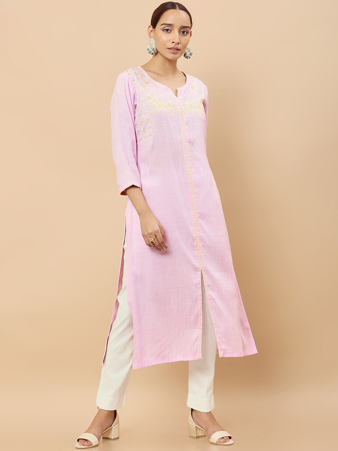 

Soch Women Purple Yoke Design Patchwork Pathani Kurta