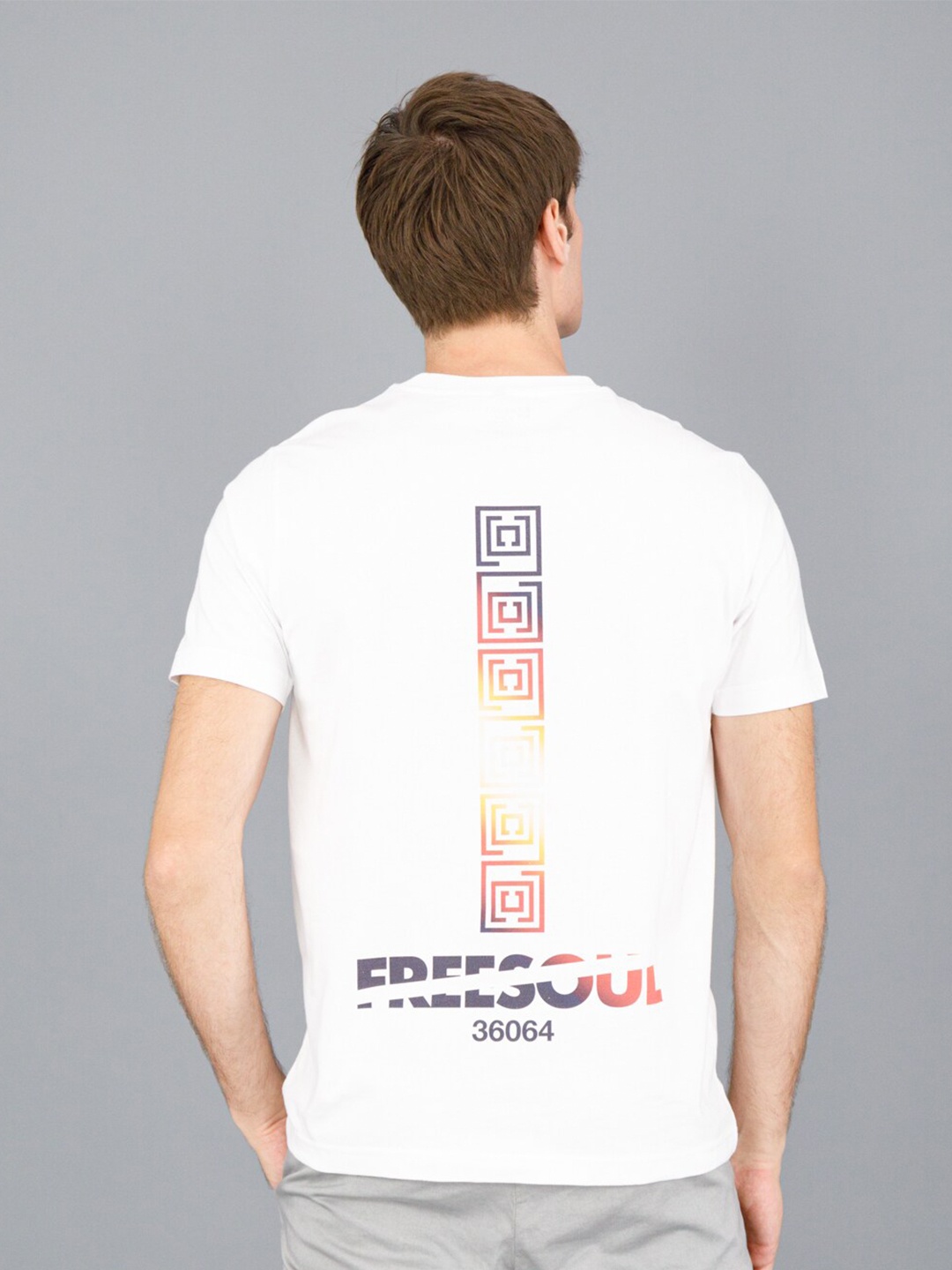

FREESOUL Men White Printed Pure Cotton T-shirt