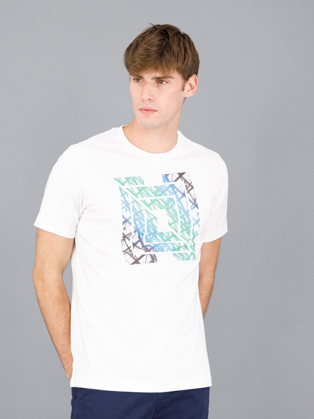 

FREESOUL Men White Printed Pure Cotton T-shirt
