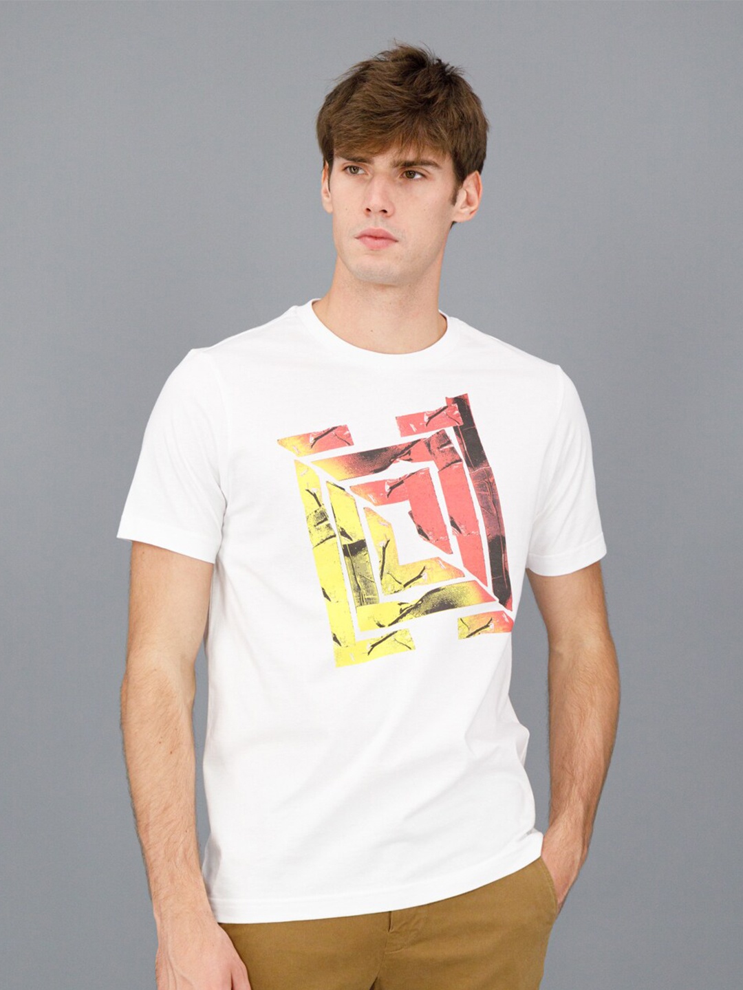 

FREESOUL Men White Printed Pure Cotton T-shirt