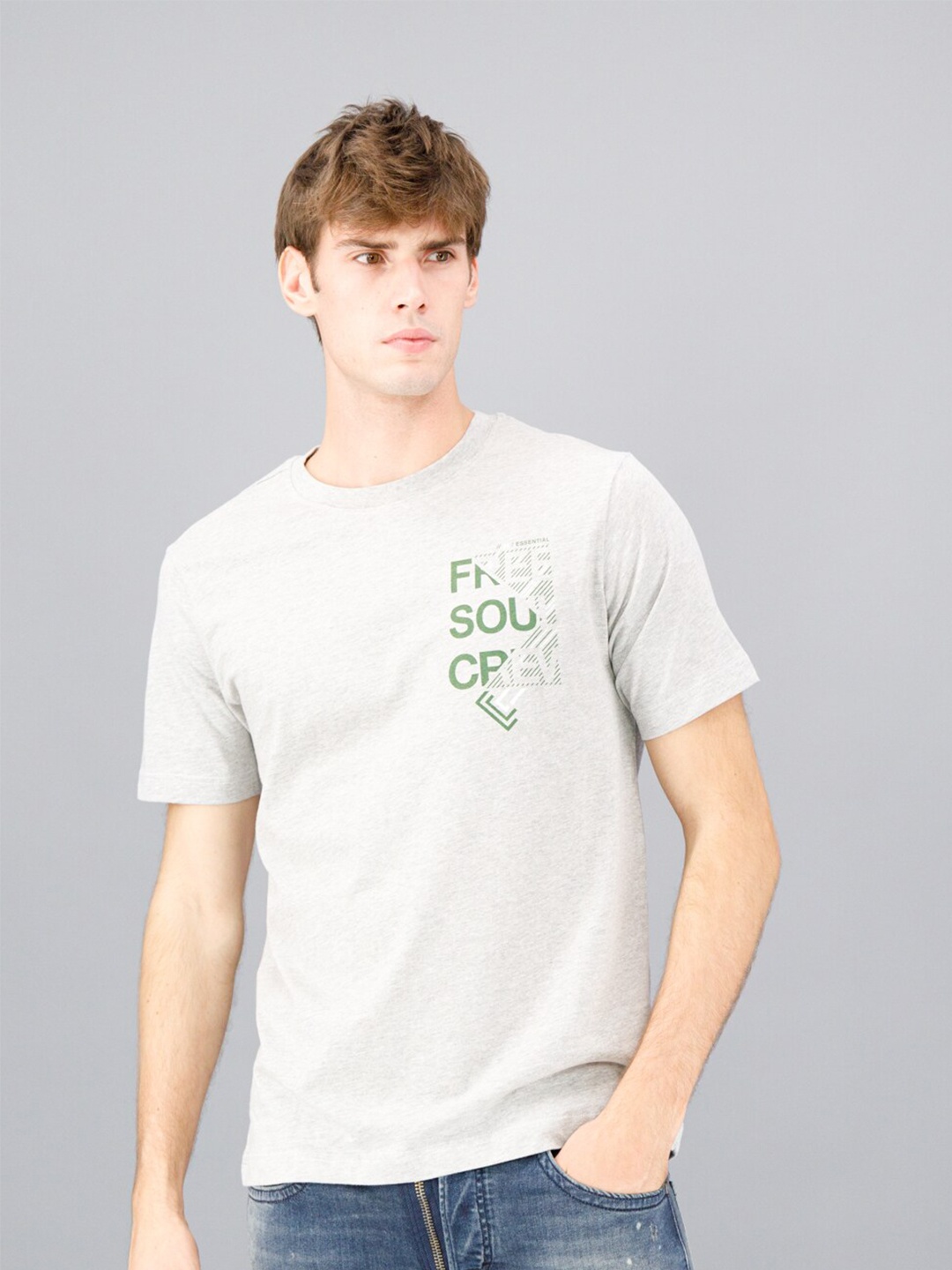 

FREESOUL Men Grey Typography Printed T-shirt