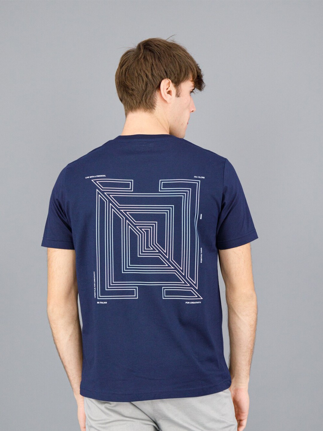 

FREESOUL Men Blue Printed Cotton T-shirt