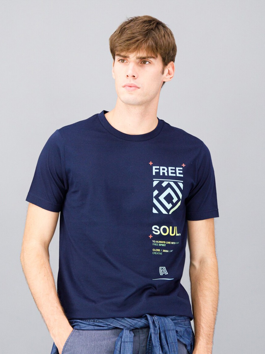 

FREESOUL Men Blue Typography Printed T-shirt