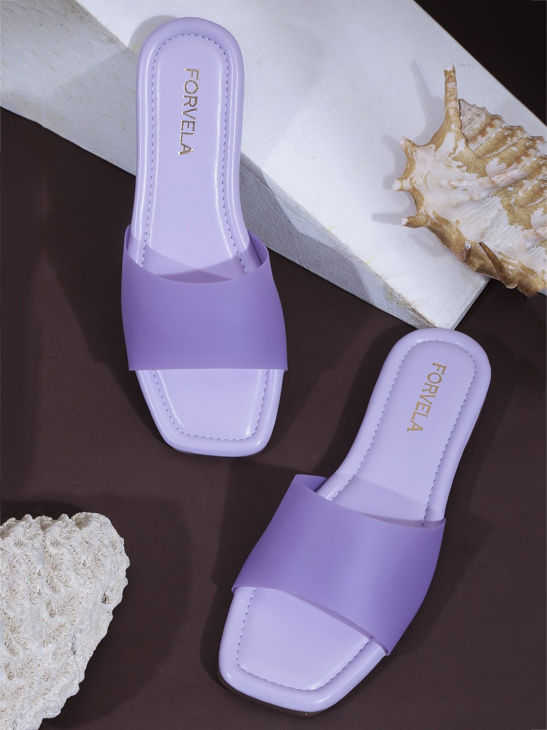 

FORVELA Women Purple Open Toe Flats