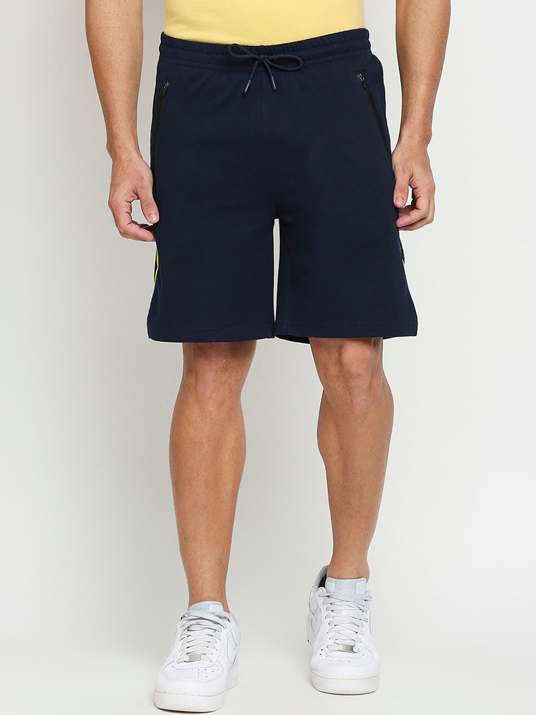 

FiTZ Men Navy Blue Slim Fit Running Sports Shorts with e-Dry Technology Technology