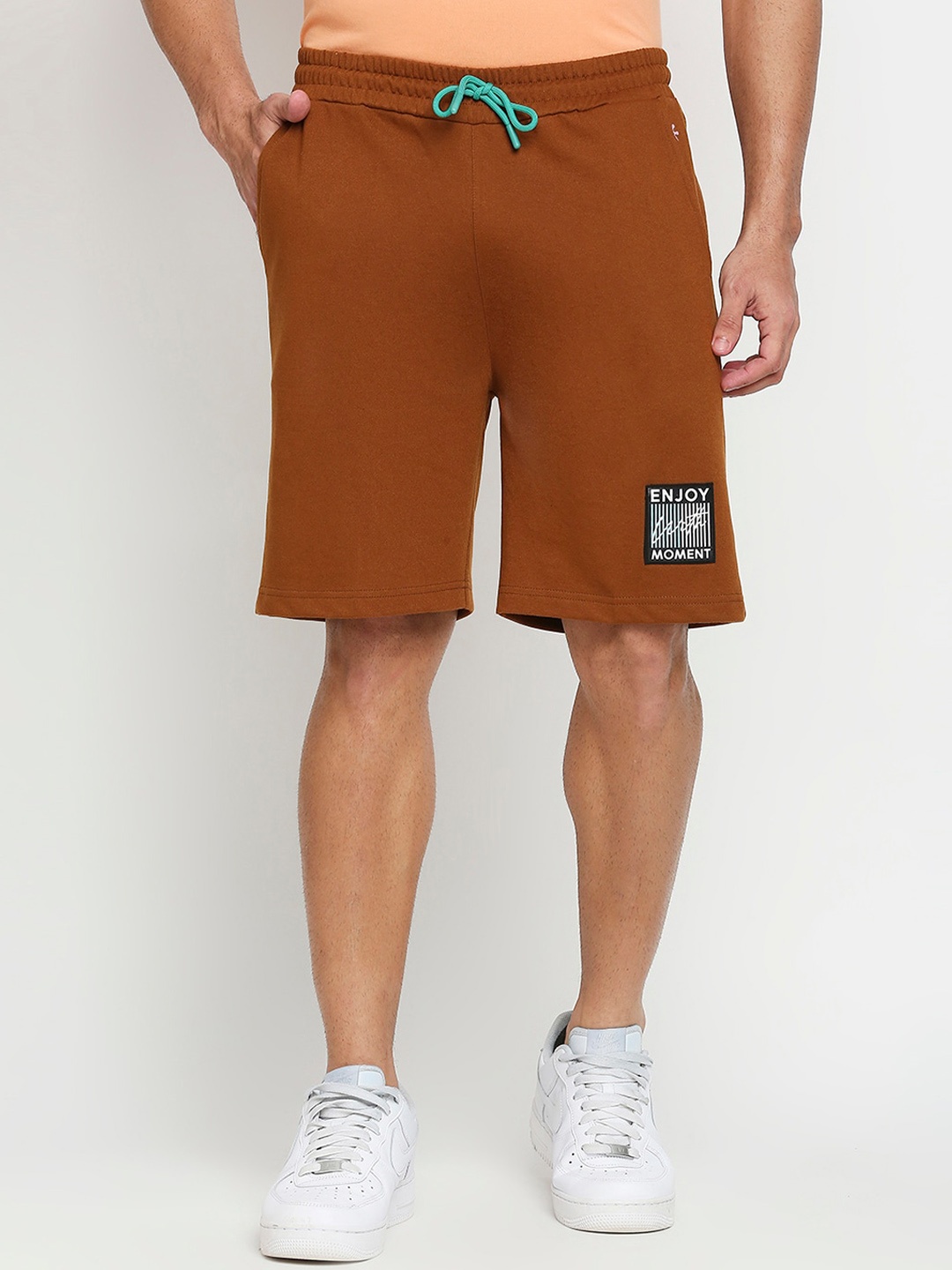 

FiTZ Men Brown Slim Fit Running Sports Shorts with e-Dry Technology Technology