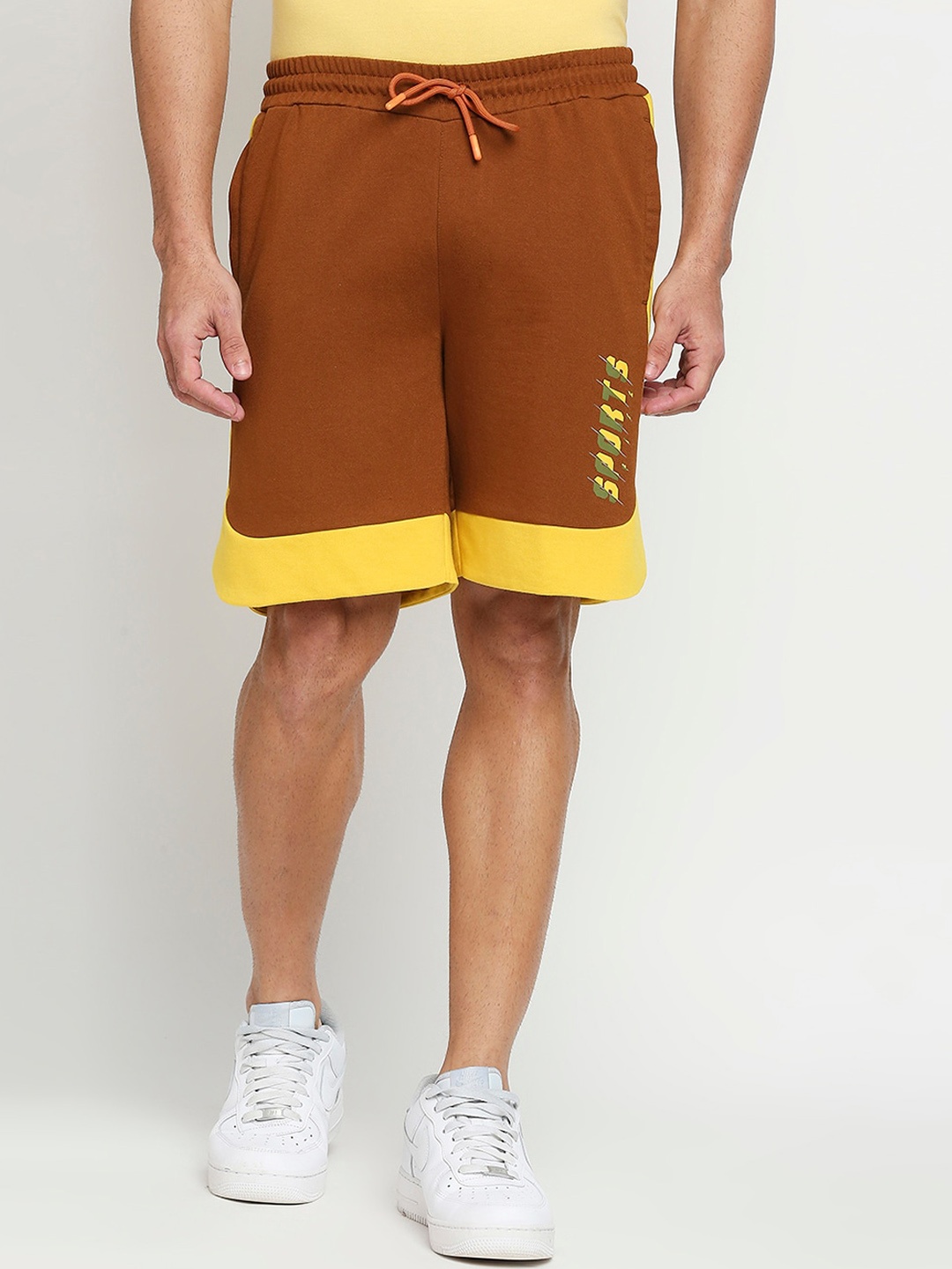FiTZ Men Brown Slim Fit Running Sports Shorts with e-Dry Technology Technology