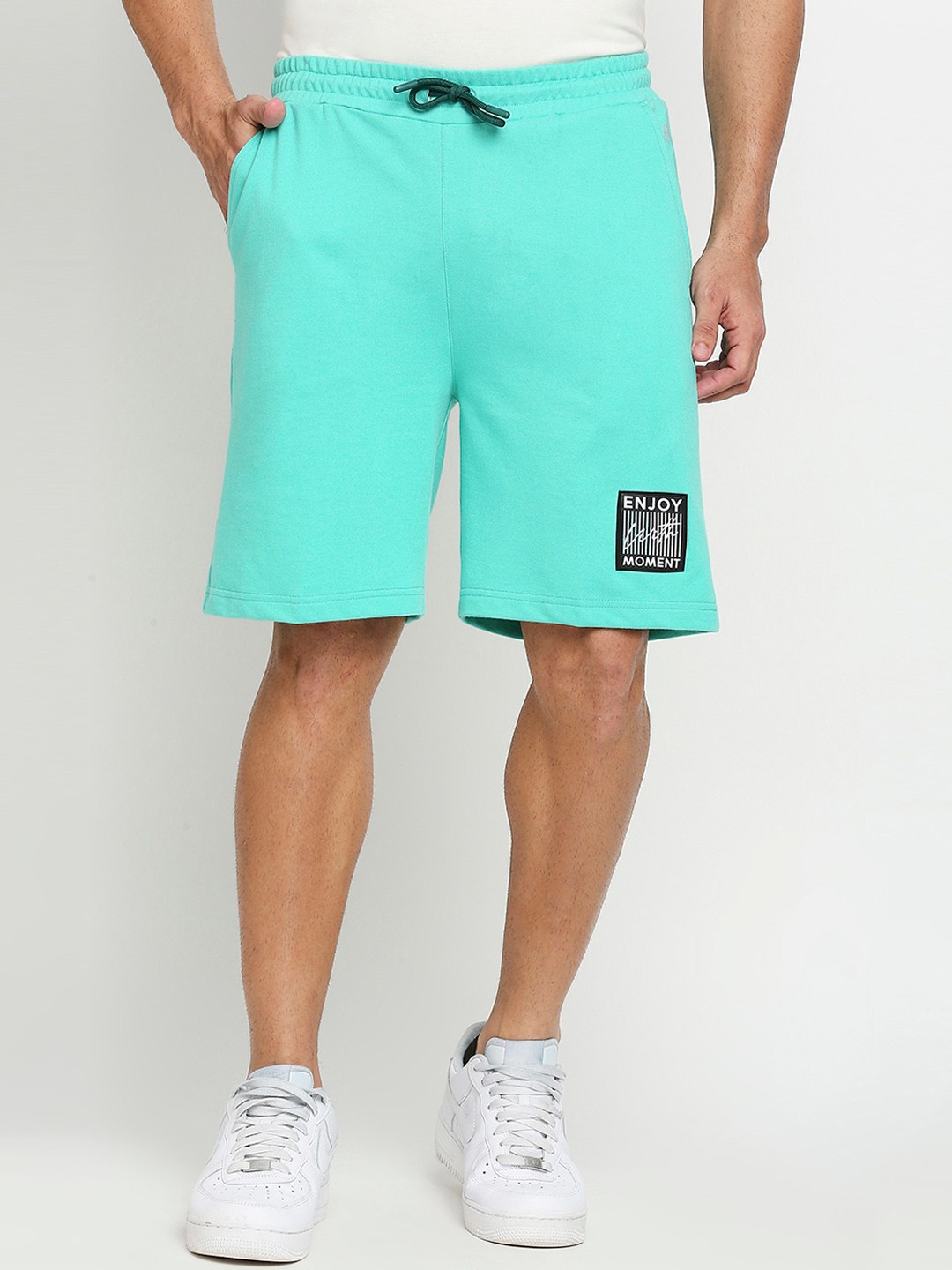 FiTZ Men Blue Printed Slim Fit Running Sports Shorts with e-Dry Technology Technology