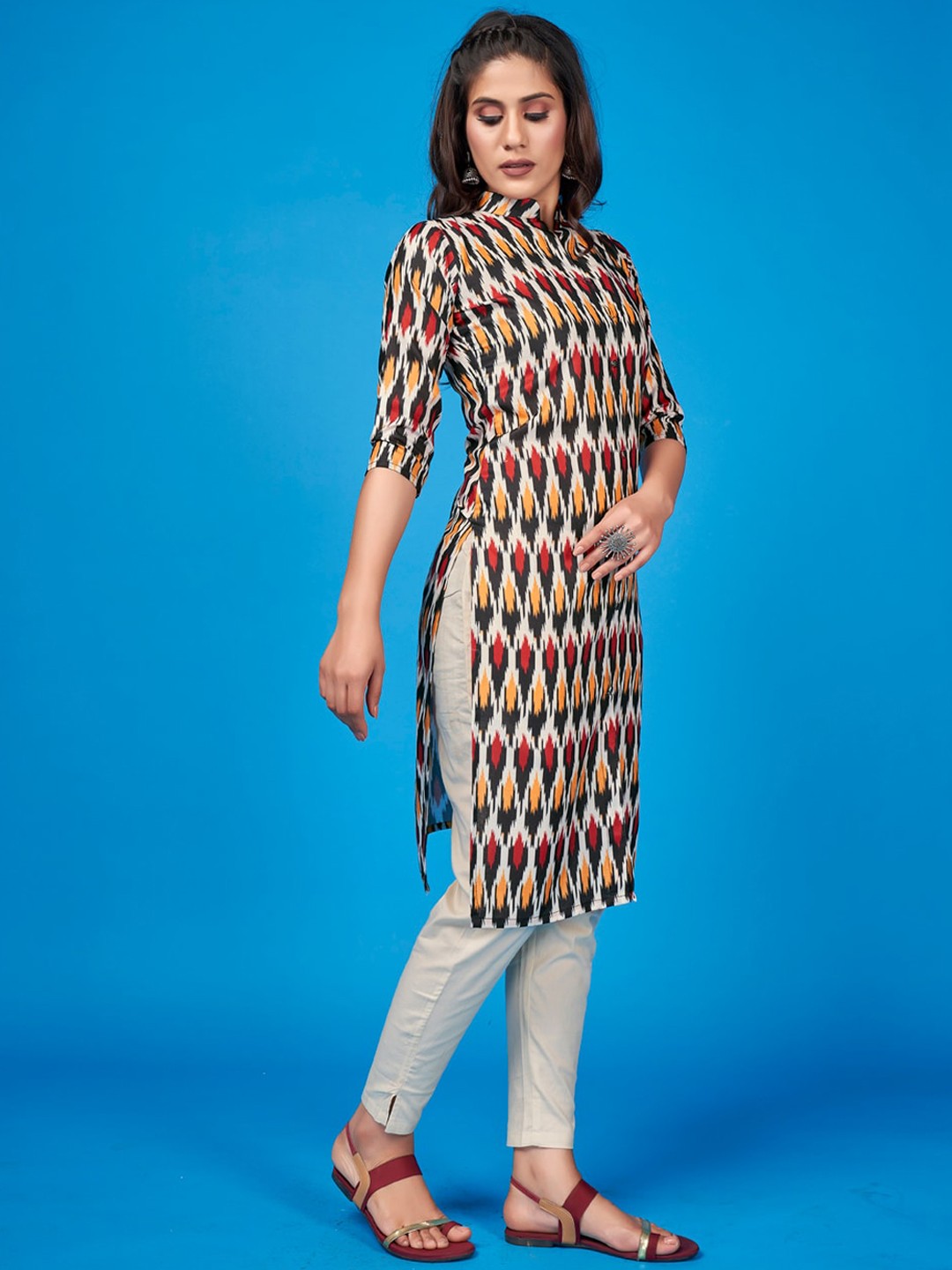

SHOPGARB Women Multicoloured Geometric Pathani Kurta, Multi