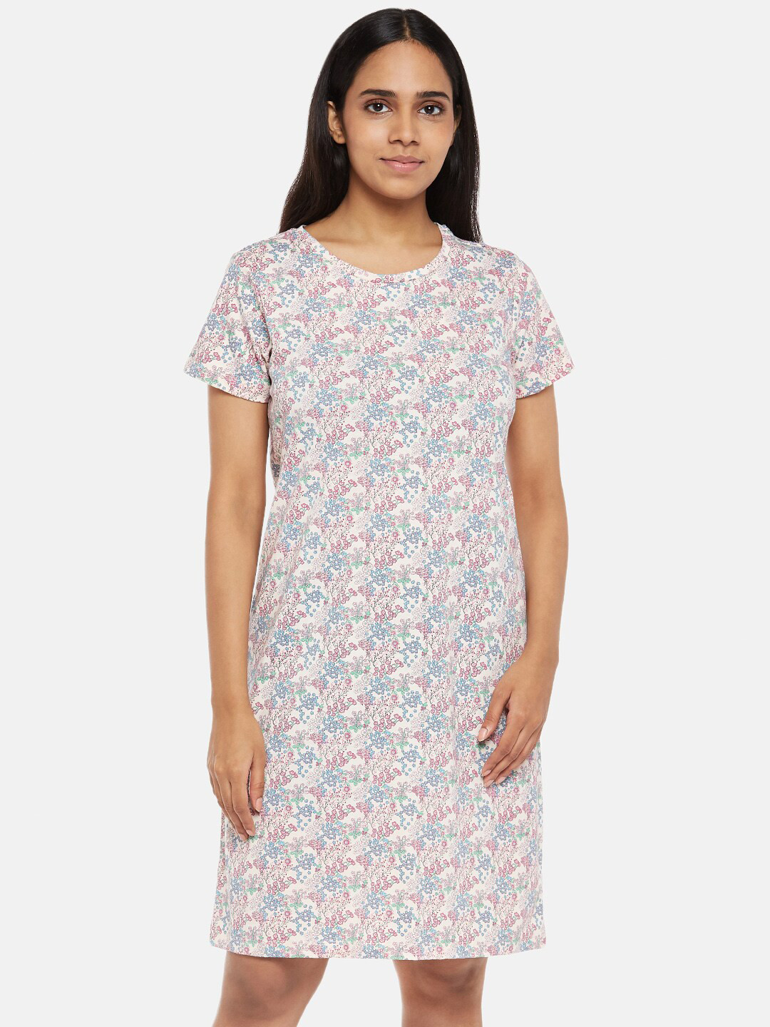 

Dreamz by Pantaloons Women Beige Printed CottonNightdress