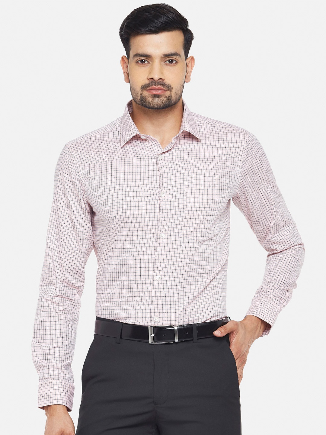 

RICHARD PARKER by Pantaloons Men Coral Slim Fit Micro Checks Checked Formal Shirt
