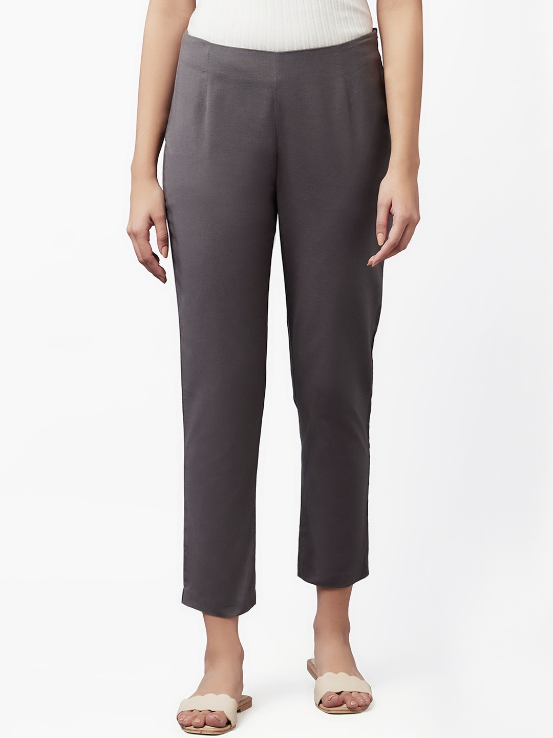 

W Women Grey Slim Fit Trousers