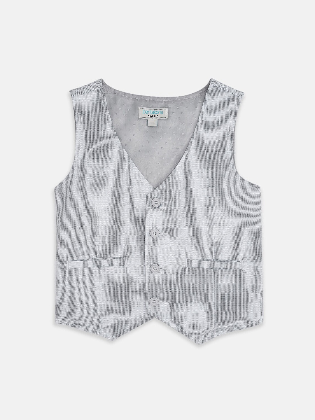 

Pantaloons Junior Boys Grey Woven Design Pure Cotton Waistcoat