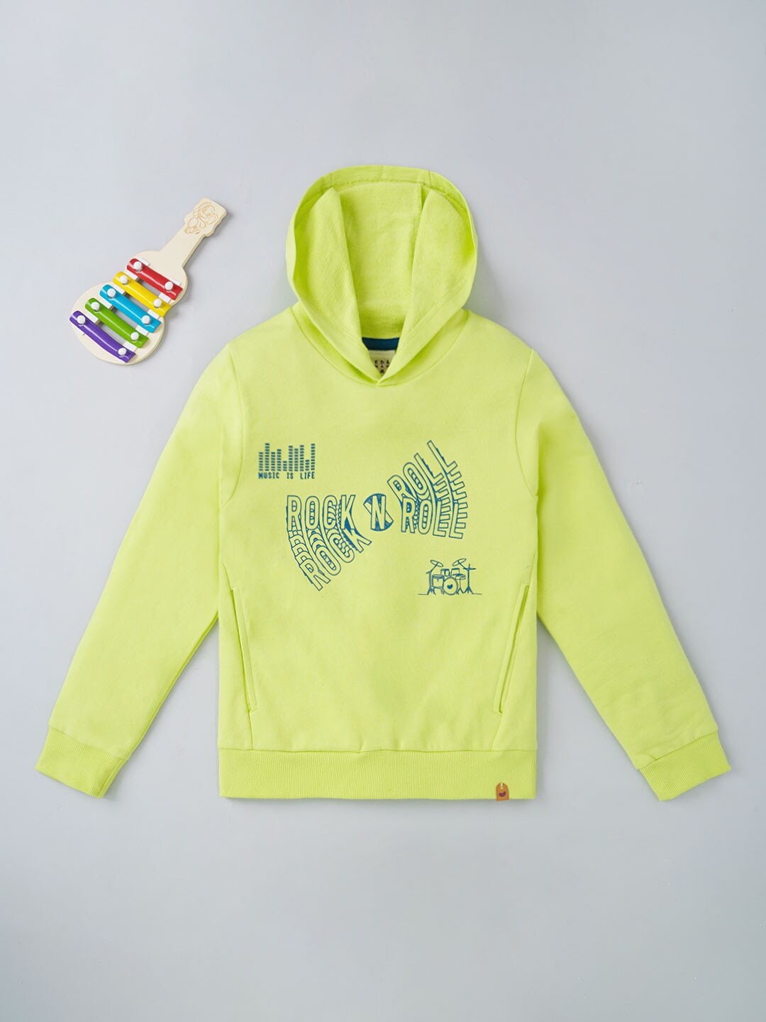 

Ed-a-Mamma Boys Green Printed Hooded Sweatshirt