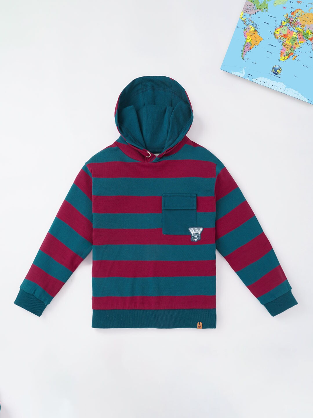 

Ed-a-Mamma Boys Striped Hooded Sweatshirt, Red