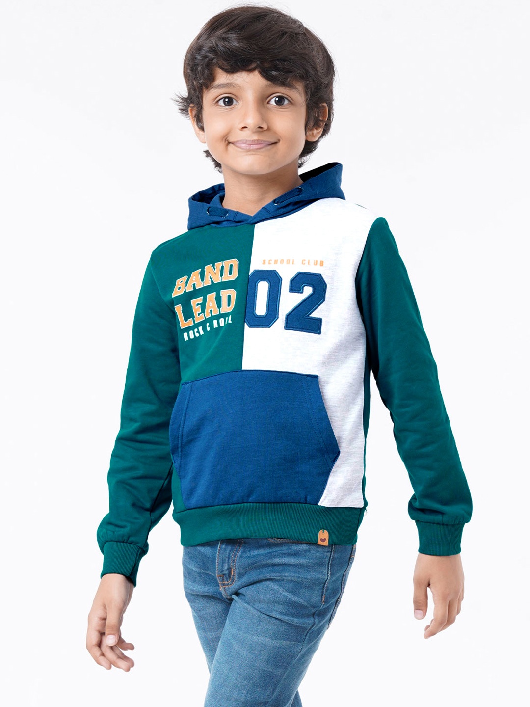 

Ed-a-Mamma Boys Printed Hooded Sweatshirt, Green