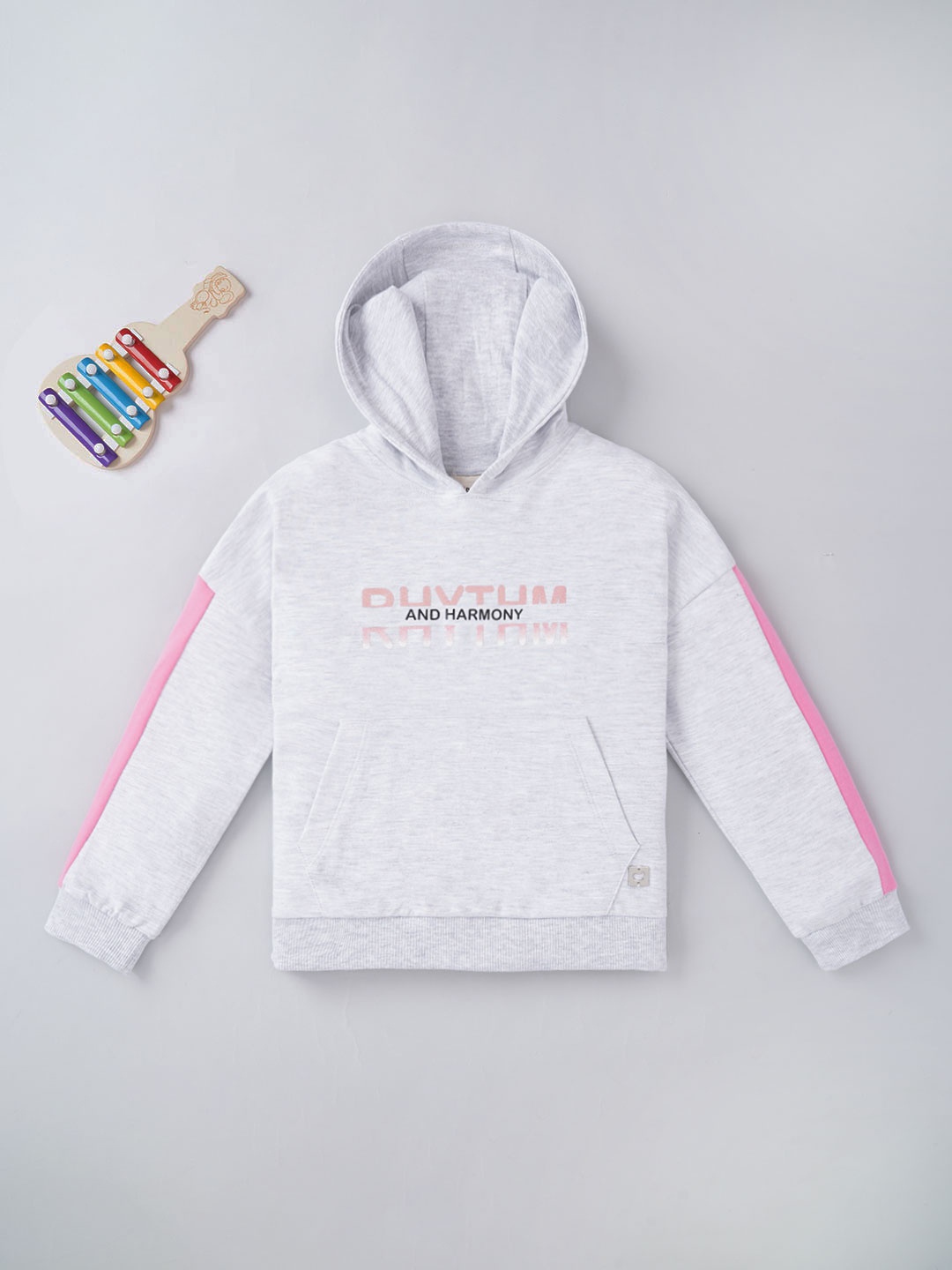 

Ed-a-Mamma Girls Printed Hooded Sweatshirt, Grey