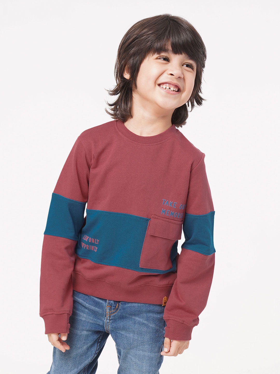 

Ed-a-Mamma Boys Colourblocked Sweatshirt, Maroon
