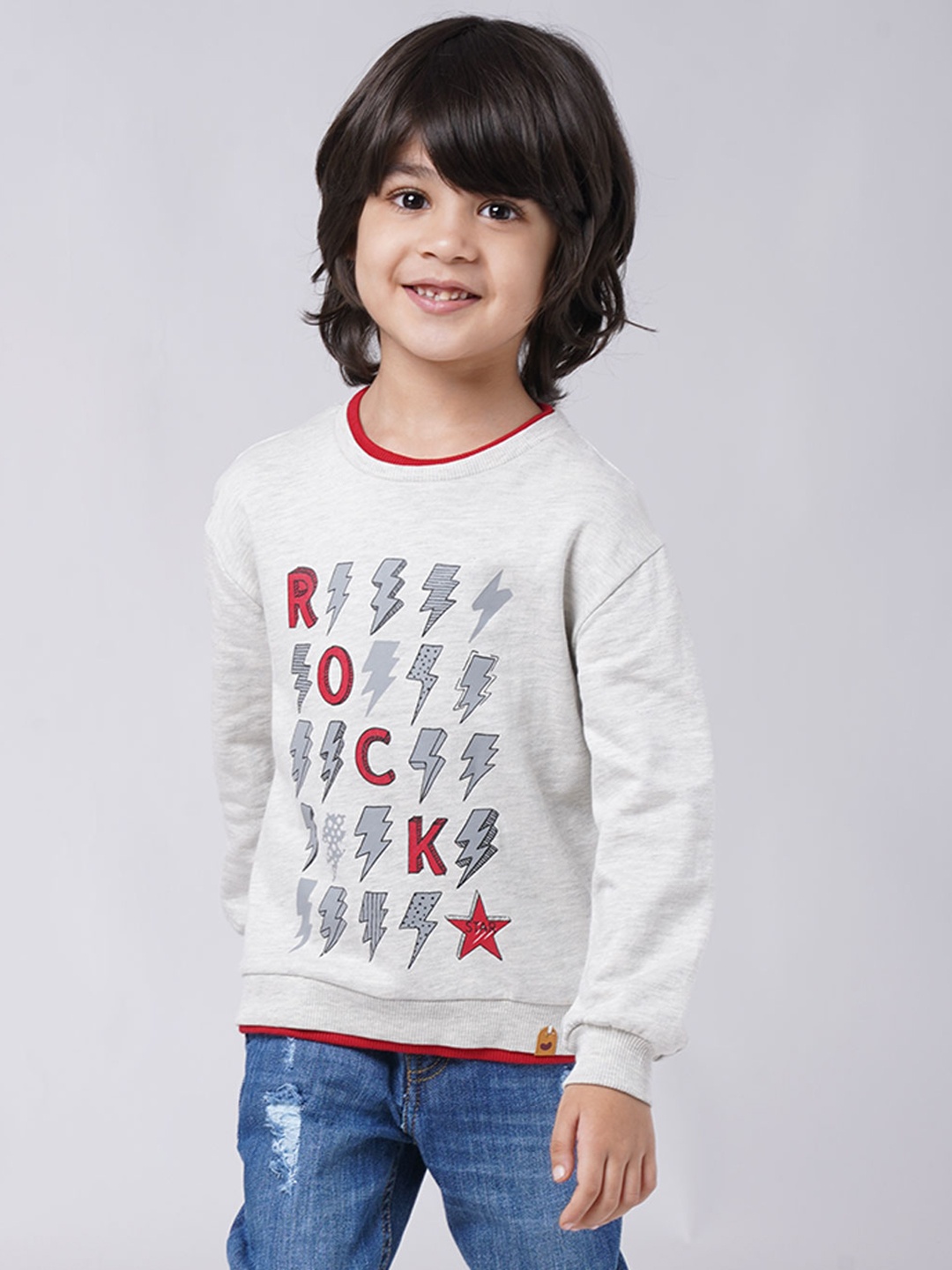 

Ed-a-Mamma Boys Printed Sweatshirt, Grey