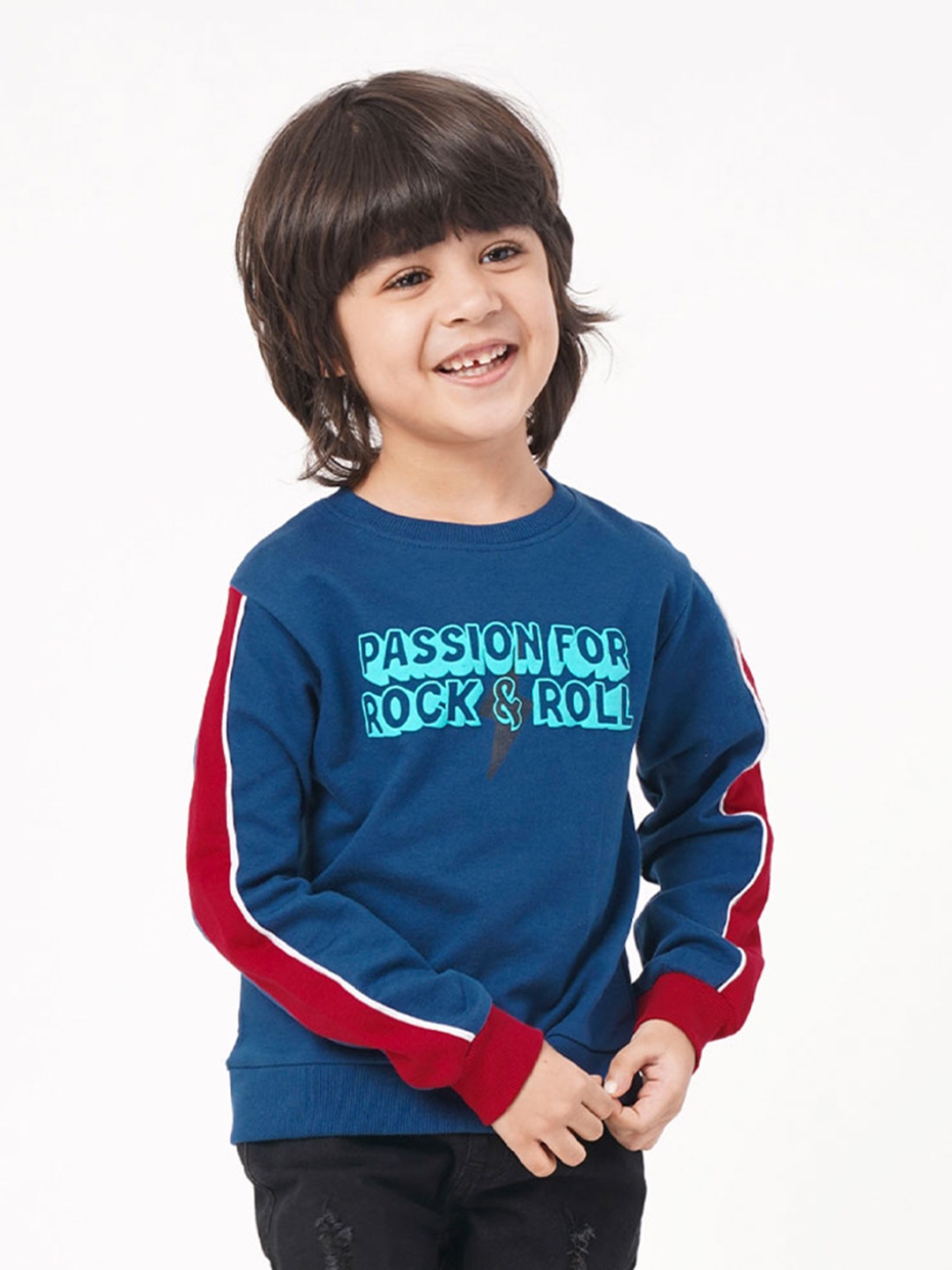Ed-a-Mamma Boys Typography Printed Sweatshirt, Blue