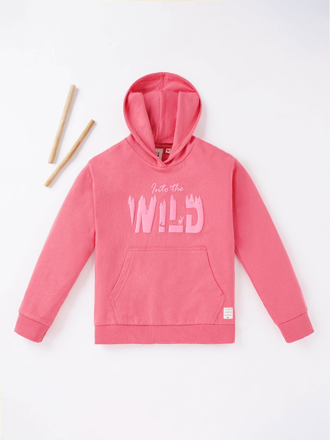 

Ed-a-Mamma Girls Pink Cotton Printed Hooded Sweatshirt