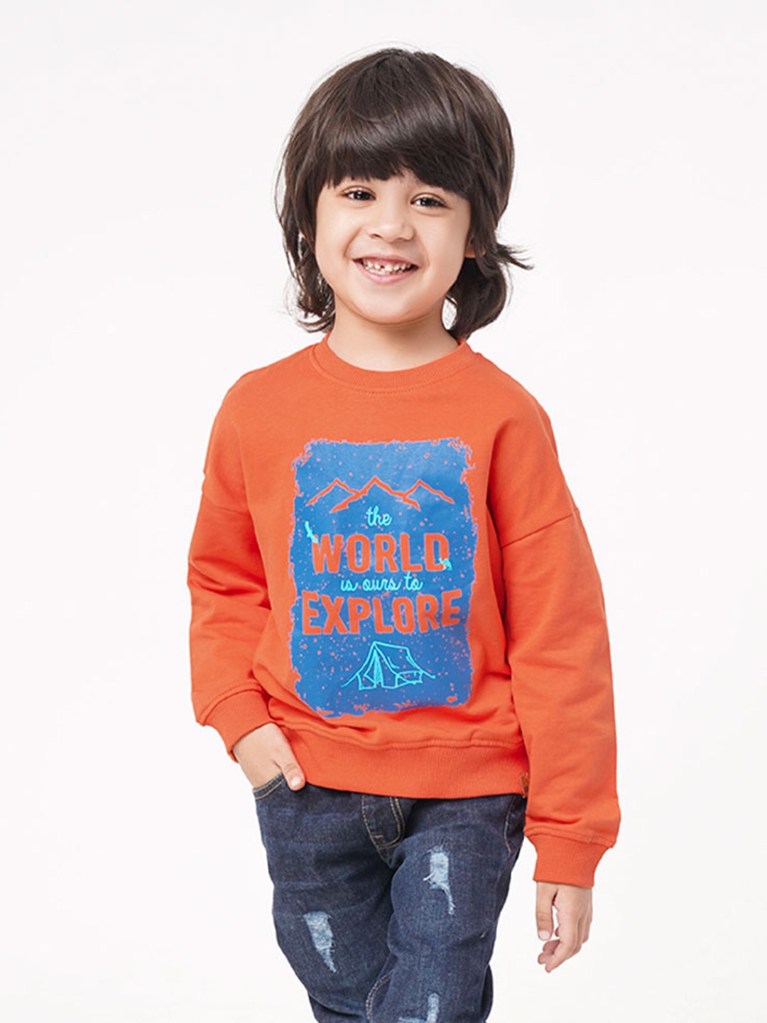 

Ed-a-Mamma Boys Printed Sweatshirt, Orange
