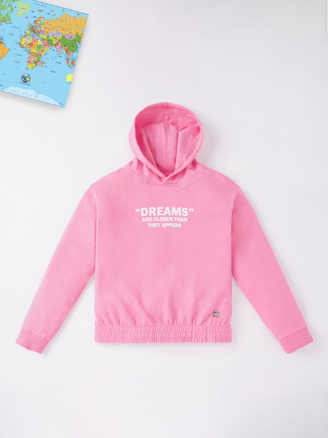 

Ed-a-Mamma Girls Pink Printed Hooded Sweatshirt