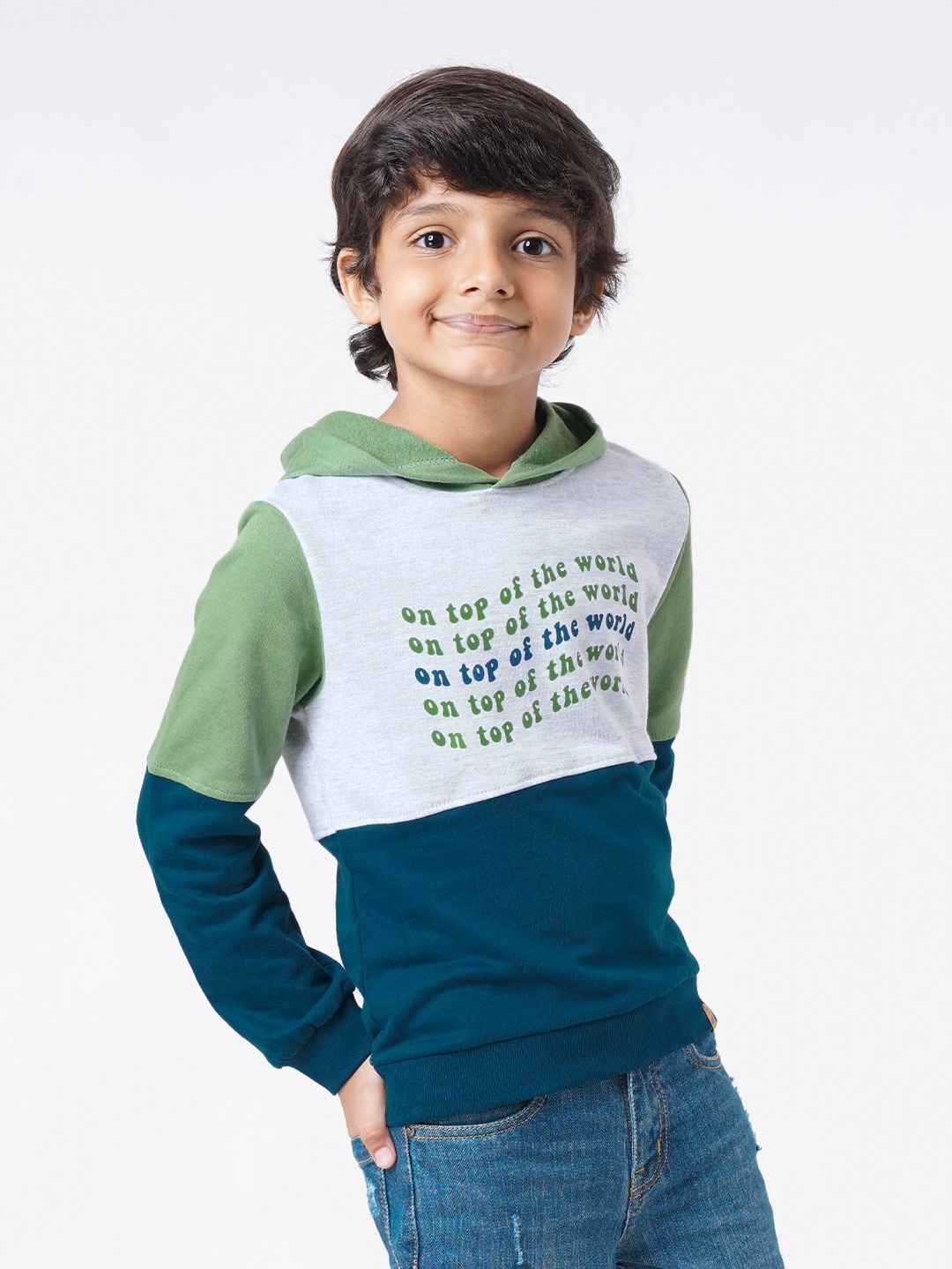 

Ed-a-Mamma Boys Multicoloured Printed Hooded Sweatshirt, Blue
