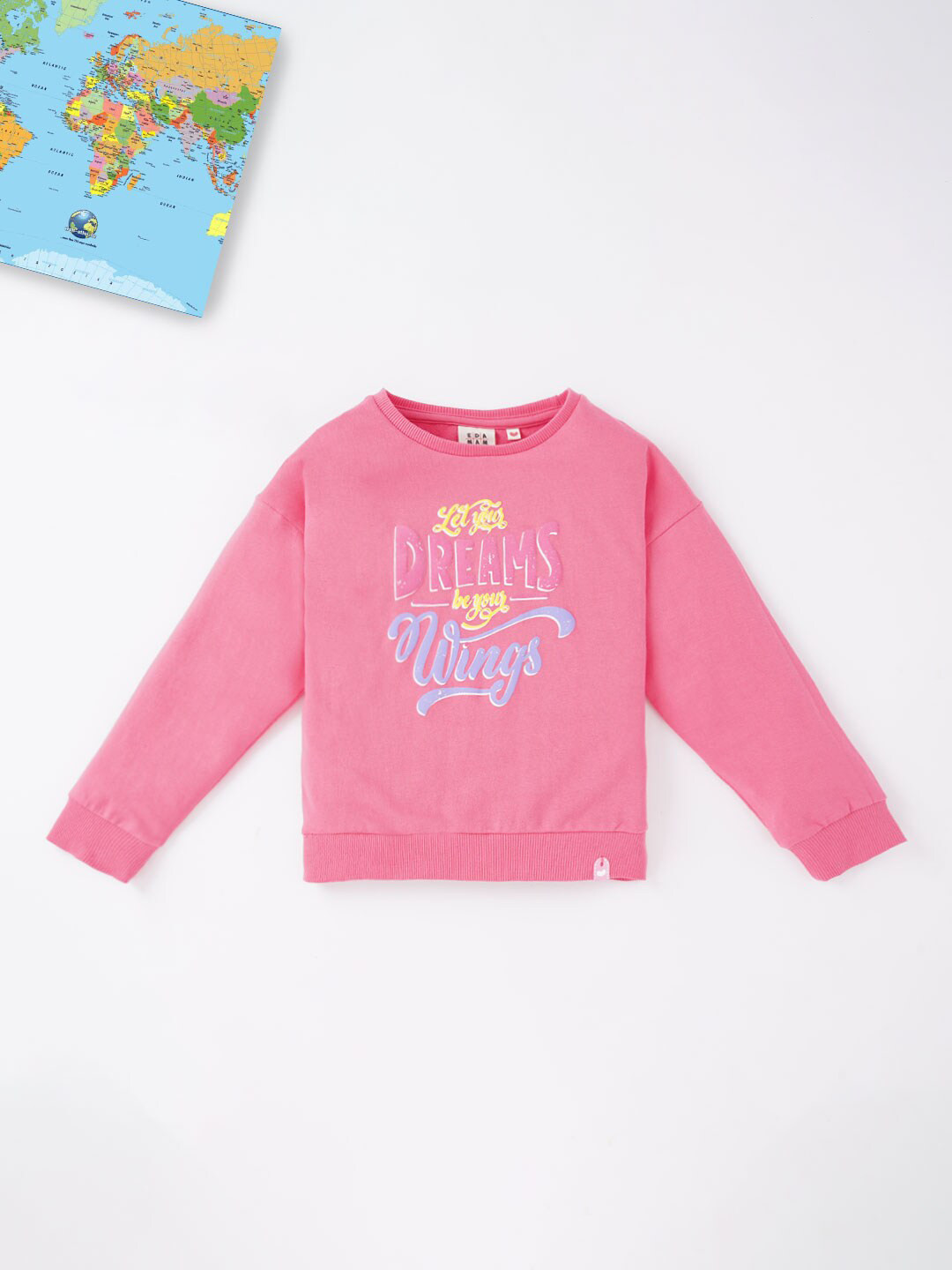 

Ed-a-Mamma Girls Pink Printed Cotton Pullover Sweatshirt