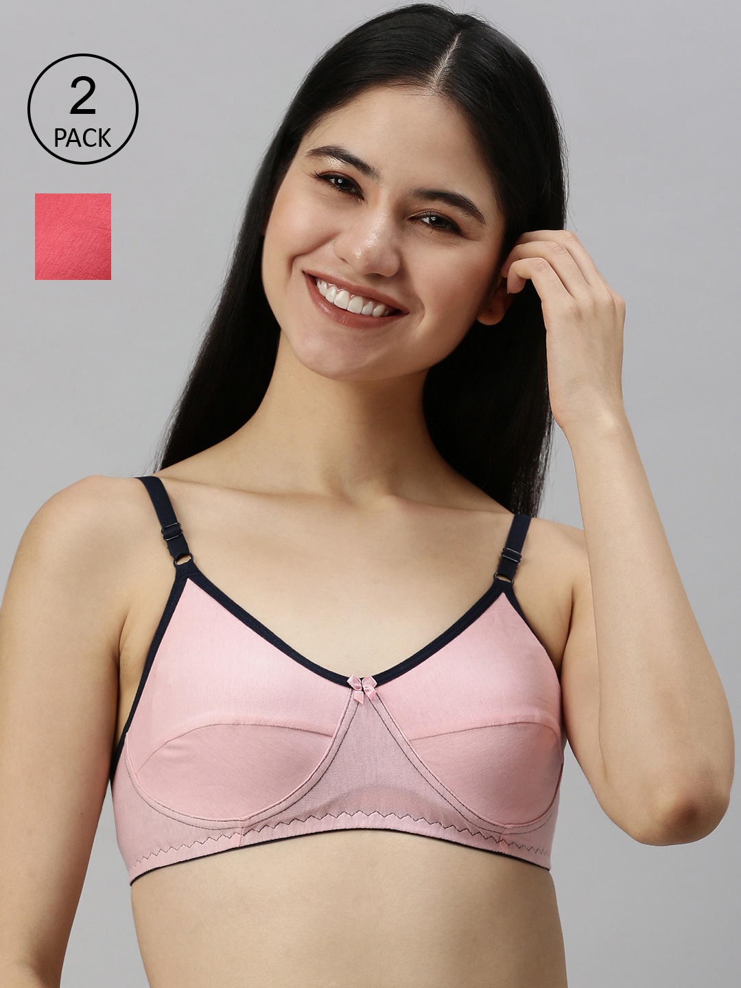 

Kryptic Women Pack Of 2 Non-Wired Non-Padded Full Coverage Everyday Bra, Pink