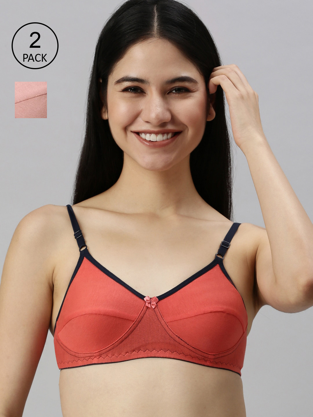 

Women pack of 2 solid Cotton Full Coverage Non-Padded Everyday Bra, Pink