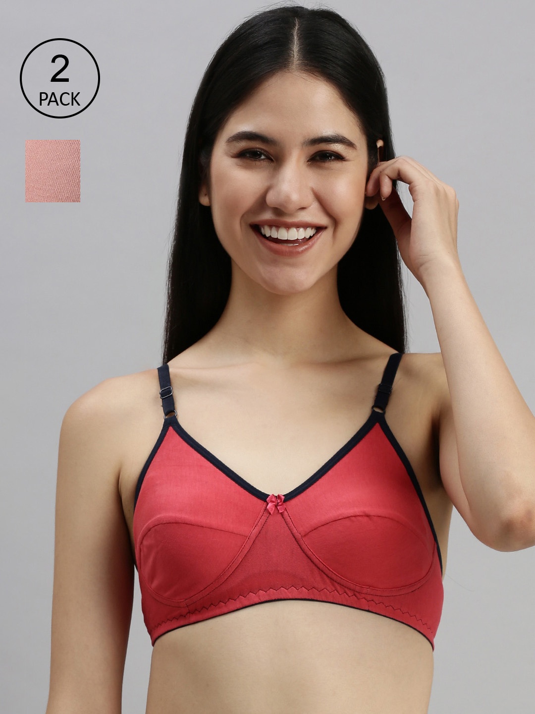 

Women pack of 2 solid Cotton Full Coverage Non-Padded Everyday Bra, Fuchsia