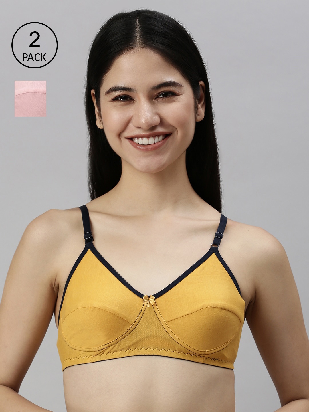 

Women pack of 2 solid Cotton Full Coverage Non-Padded Everyday Bra, Pink
