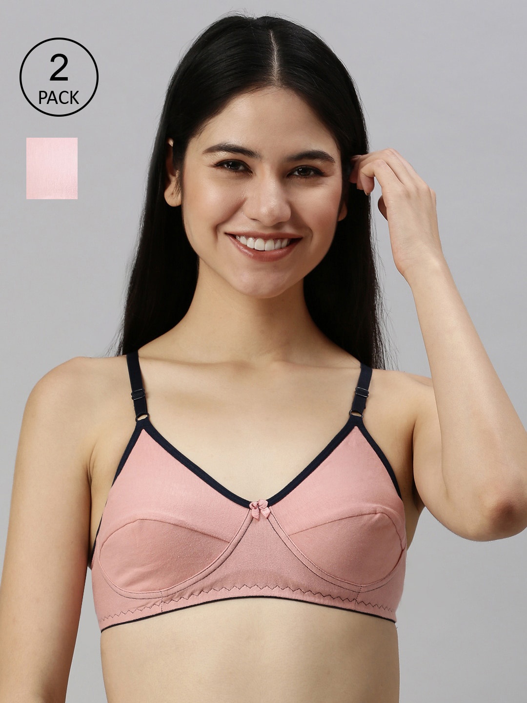 

Kryptic Women Pack Of 2 Non-Wired Non-Padded Full Coverage Everyday Bra, Pink