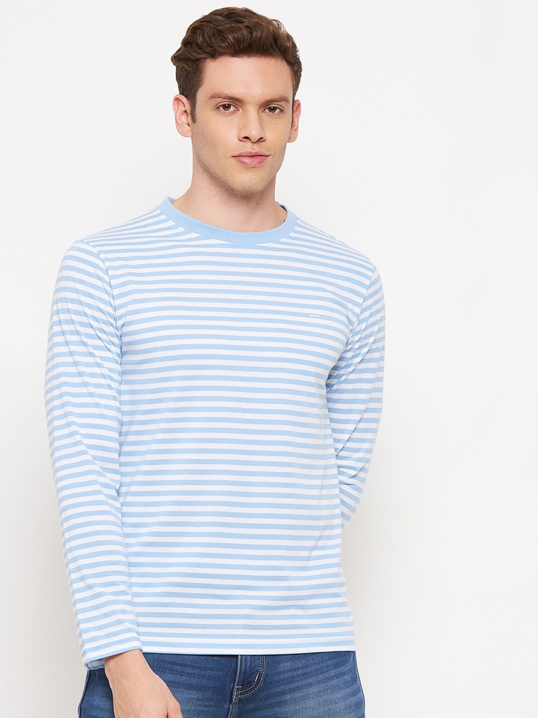 

Okane Men Blue Striped T-shirt