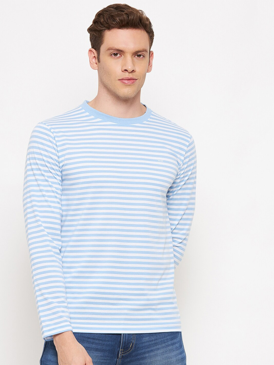 

Okane Men Blue Striped T-shirt