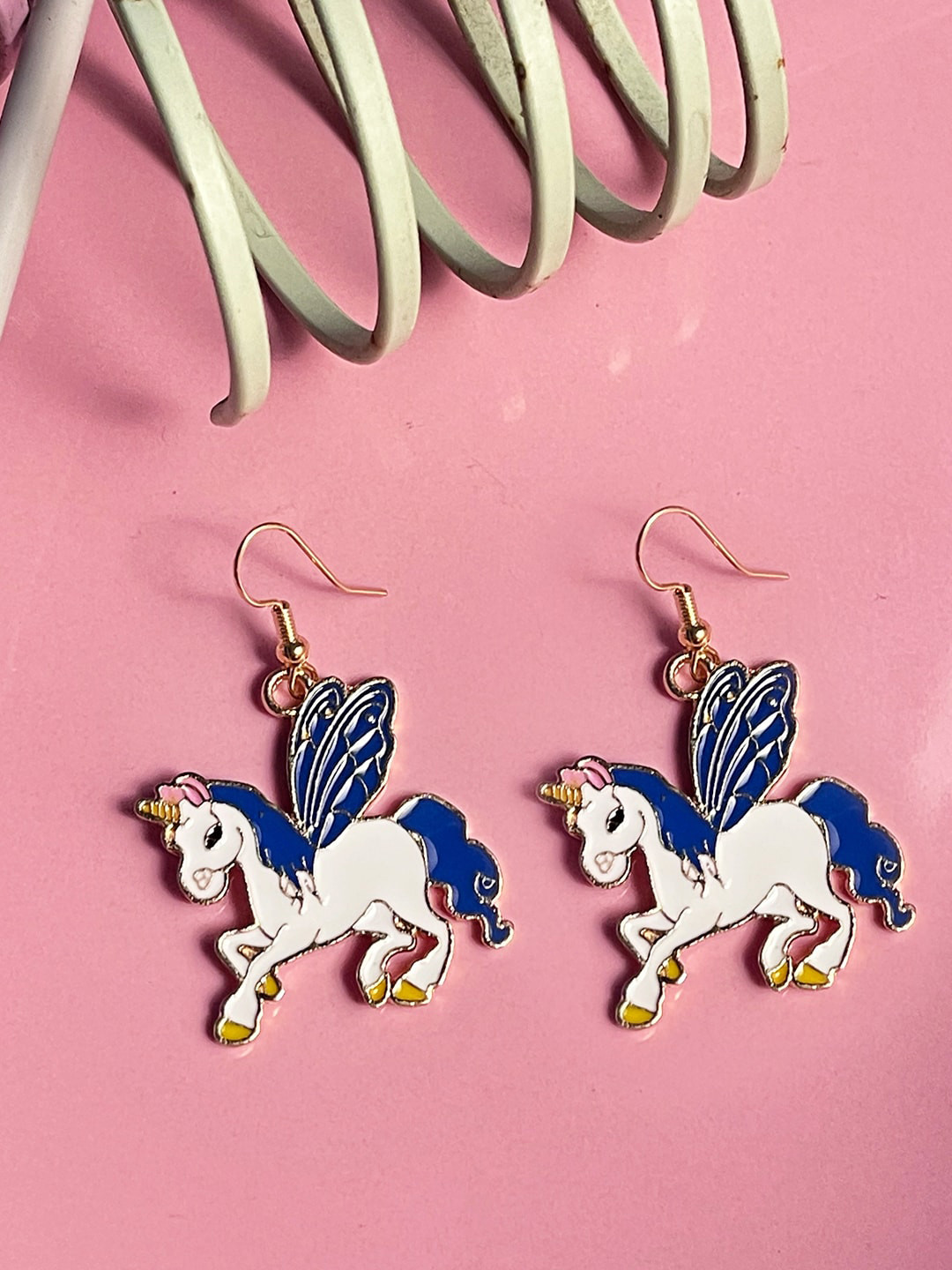 

lil' star Gold-Toned Blue & White Hook Drop Earrings