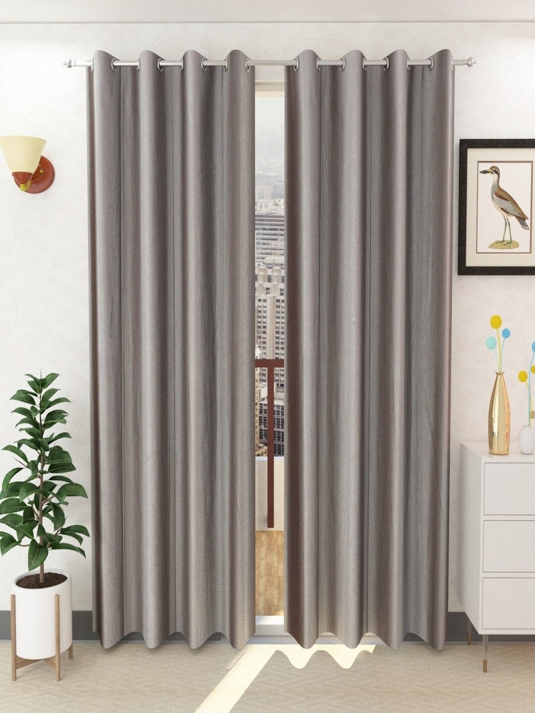 

Homefab India Grey Set of 2 Long Door Curtain