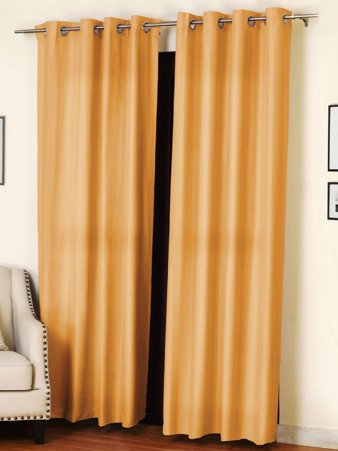 

Homefab India Beige 2 Pieces Eyelet Door Curtains