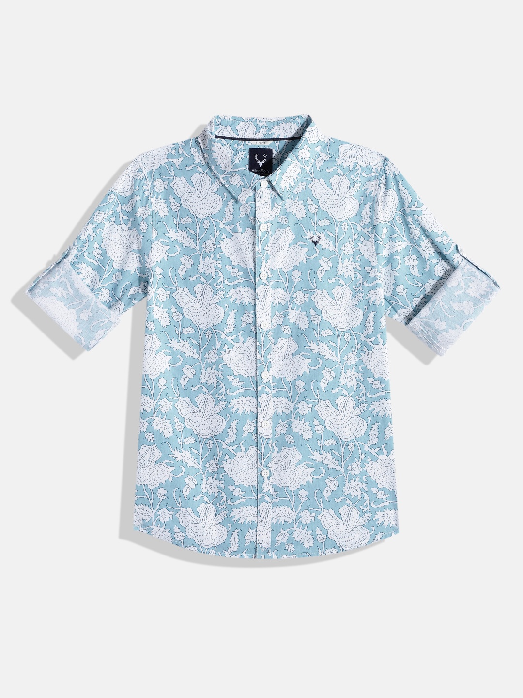 

Allen Solly Junior Boys Sport Floral Opaque Printed Pure Cotton Casual Shirt, Blue