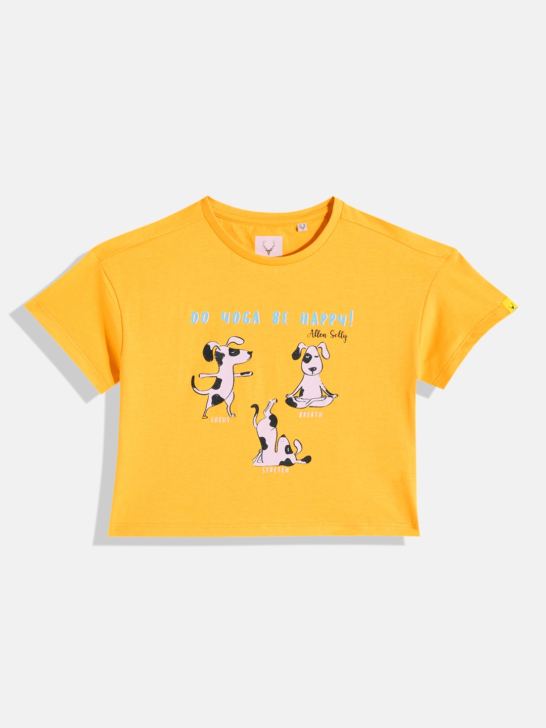 

Allen Solly Junior Girls Typography & Animal Print Pure Cotton T-shirt, Yellow