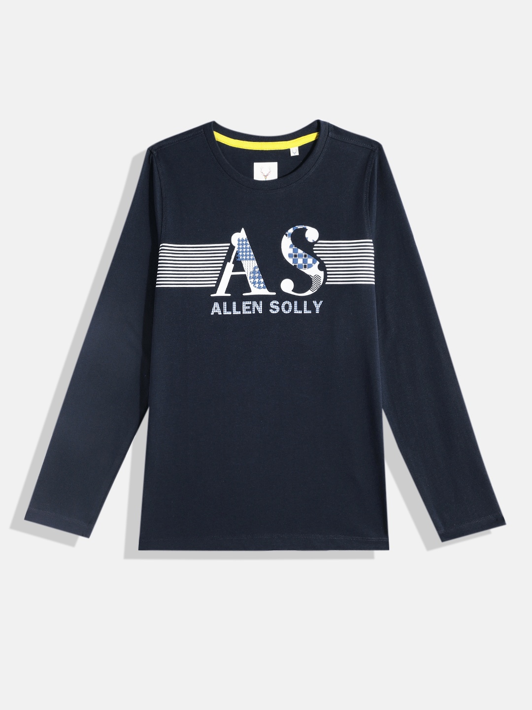 

Allen Solly Junior Boys Brand Logo Printed Pure Cotton T-shirt, Navy blue