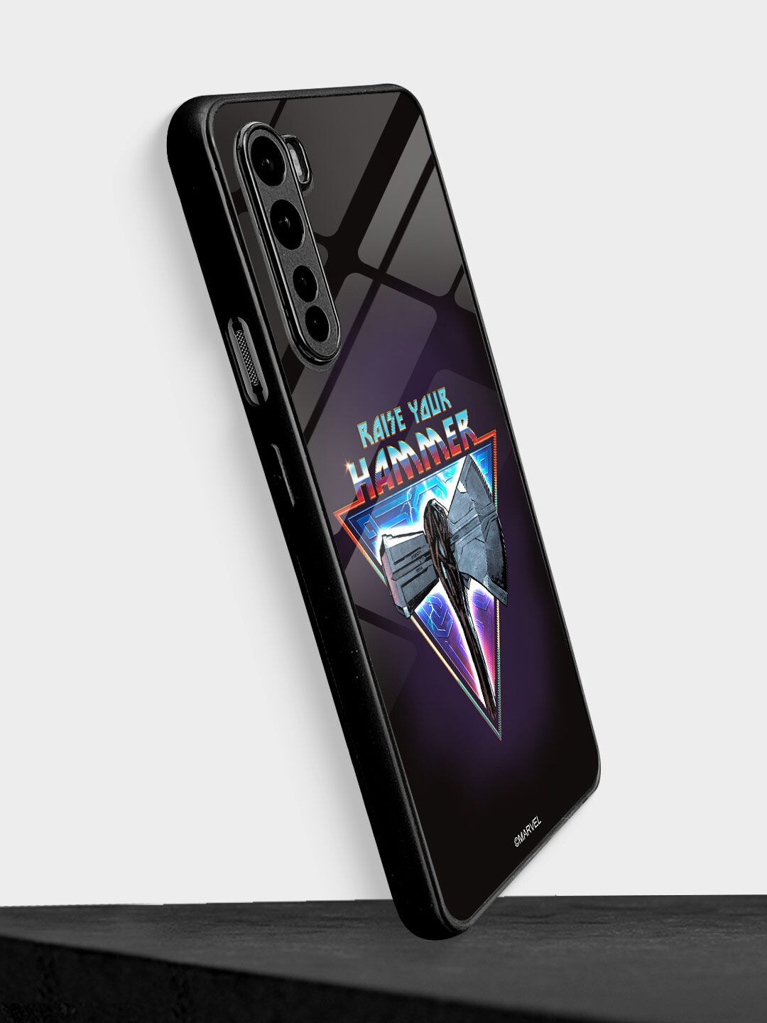 

macmerise Black Printed Worthy Raise Your Hammer Oneplus Nord Glass Phone Back Case