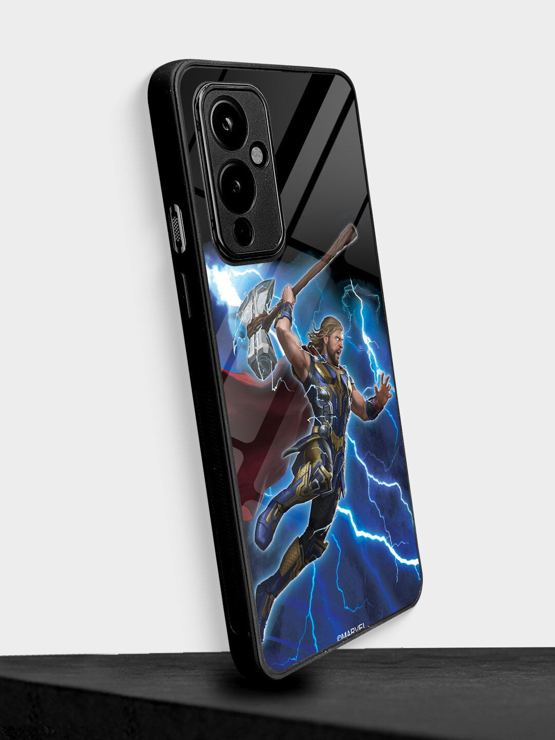 

macmerise Blue Printed Worthy Thor Attack Oneplus 9 Glass Phone Back Case
