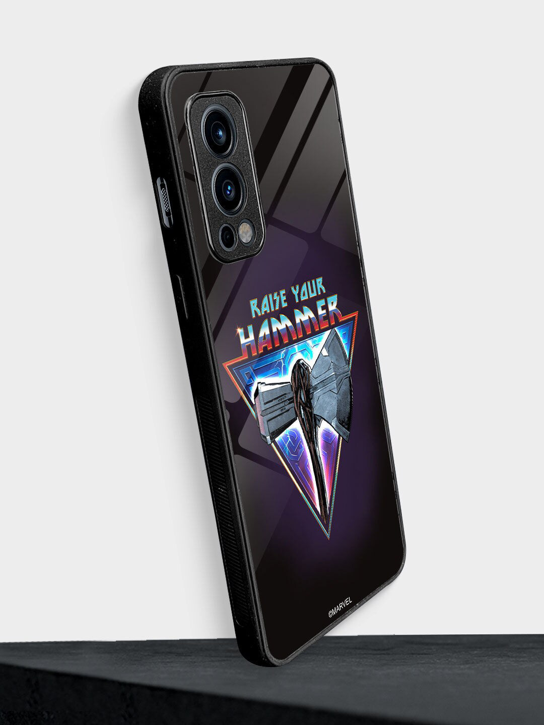 

macmerise Black Printed Worthy Raise Your Hammer Oneplus Nord 2 Glass Phone Back Case